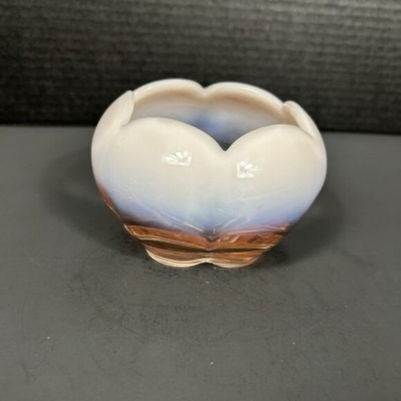 Vintage Duncan Miller Pink Opalescent Glass 5”‎ Hair Receiver w/Rim Footed Bowl - Picture 9 of 16